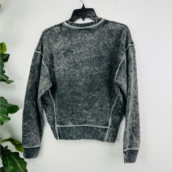 Nike French Terry Rebel CrewNeck Acid Wash Black Grey Sweatshirt - Picture 7 of 8